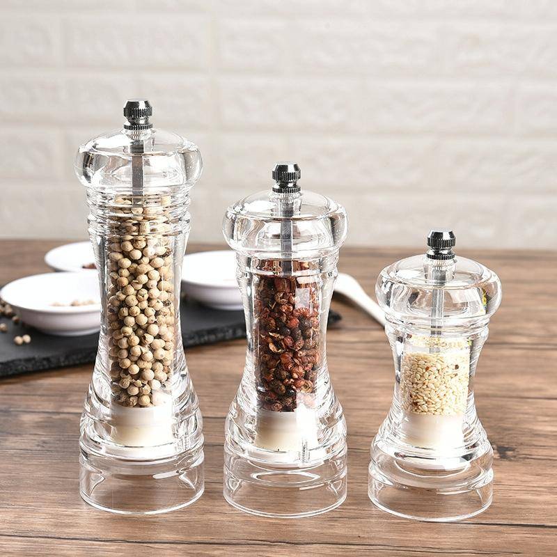 Acrylic Transparent Pepper Grinder Manual Pepper Grinder Ceramic Core Multi-Purpose Seasoning Bot...