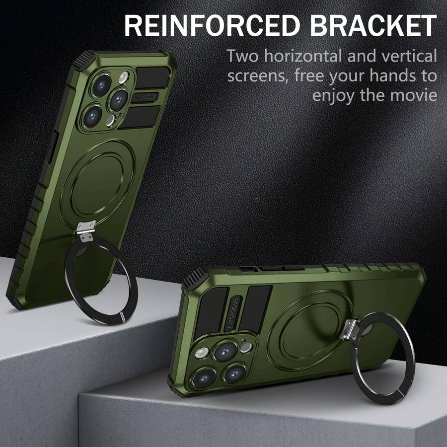 For iPhone 15 Pro MagSafe Magnetic Holder Phone Case(Green)