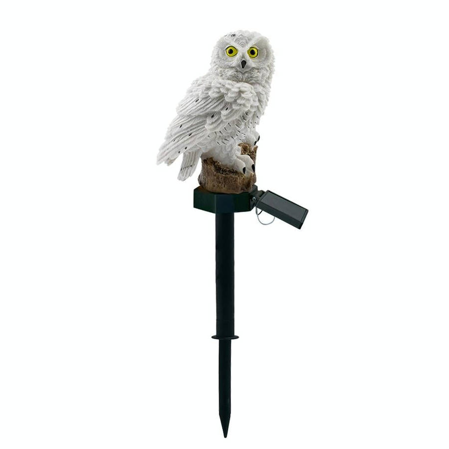 Solar Powered Owl Shape LED Night Light Garden Lawn Lamp(White)