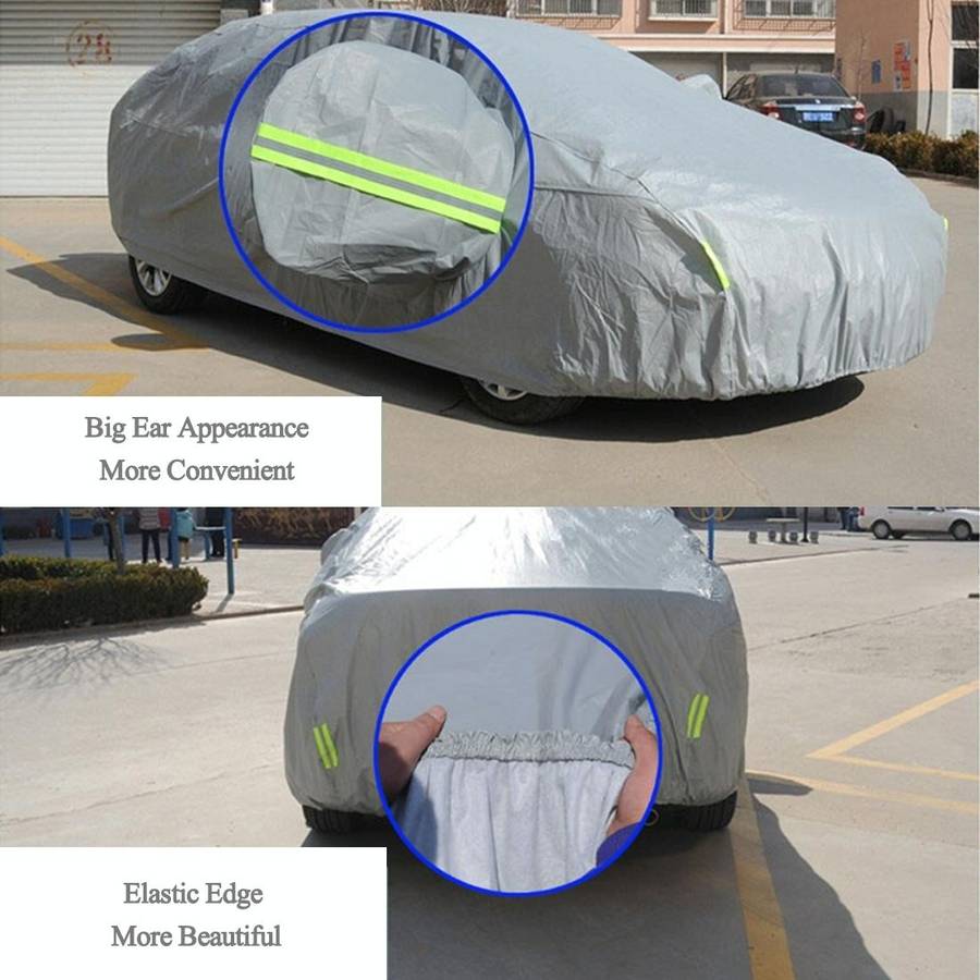 PEVA Anti-Dust Waterproof Sunproof SUV Car Cover with Warning Strips, Fits Cars up to 4.7m(183 in...
