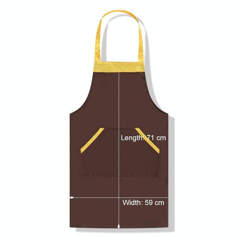 Solid Color Polyester Home Apron Antifouling Simple Adult Apron(Coffee)