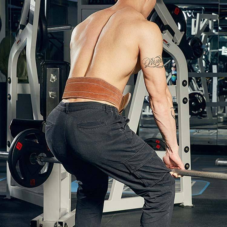 EADEN Cowhide Fitness Waist Protective Belt Squat Weightlifting Waist Support, Size:M(Brown)