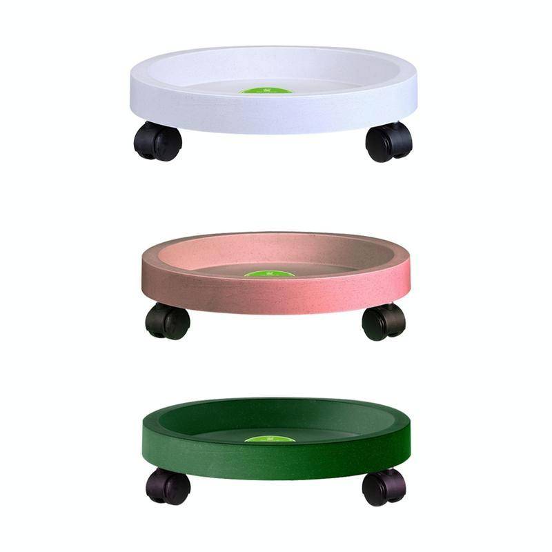 Universal Round Wheels Pot Tray Easy Moving Plant Pot Tray Garden Plate Plastic Stand(White)