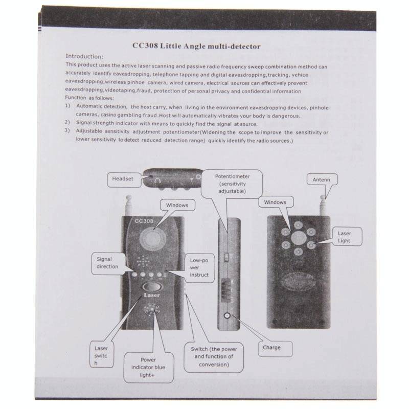 CC308+ Multi Wireless Camera Lens Detector Radio Wave Signal Detect Full-range RF GSM Device Find...