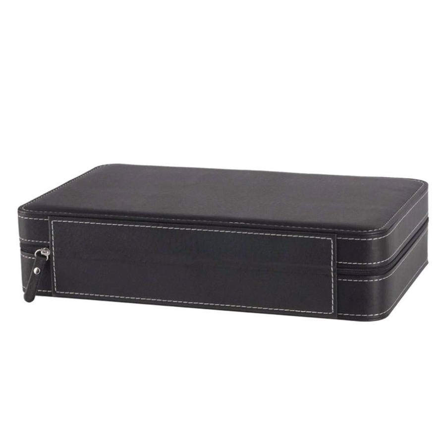 12 Bit Zipper Watch Box Storage Display Box PU Zipper Bag Watch Box(Black)