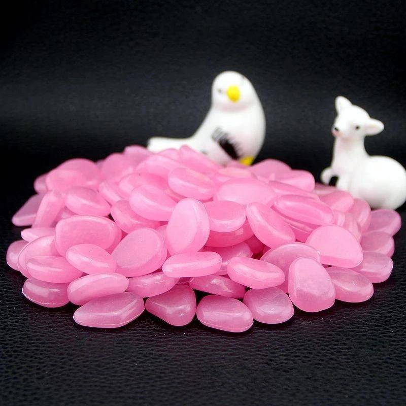 100 PCS Glow in The Dark Garden Pebbles for Walkways & Decoration and Plants Luminous Stones(Ligh...
