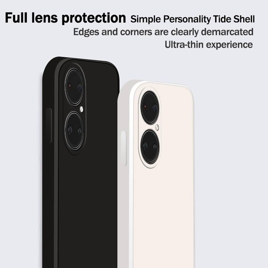 For Huawei P50 Solid Color Imitation Liquid Silicone Straight Edge Dropproof Full Coverage Protec...