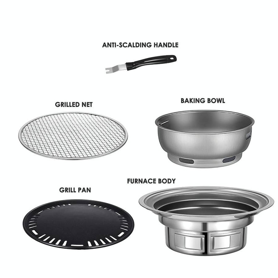 Home Multifunctional Adjustable Fire Barbecue Grill, Size: S (Pan+Net)