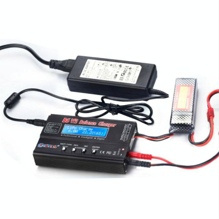 HTRC B6 V2 Balance Charger Intelligent Model Airplane Lithium Battery Charger, US Plug