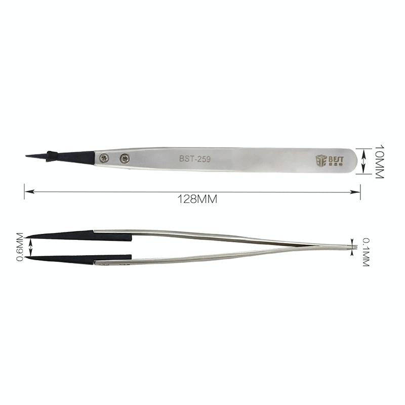 BEST BST-259 Stainless Steel Snti Static Tweezer