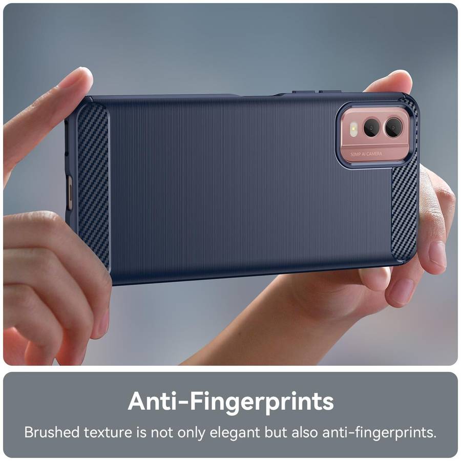For Nokia C32 Brushed Texture Carbon Fiber TPU Phone Case(Blue)