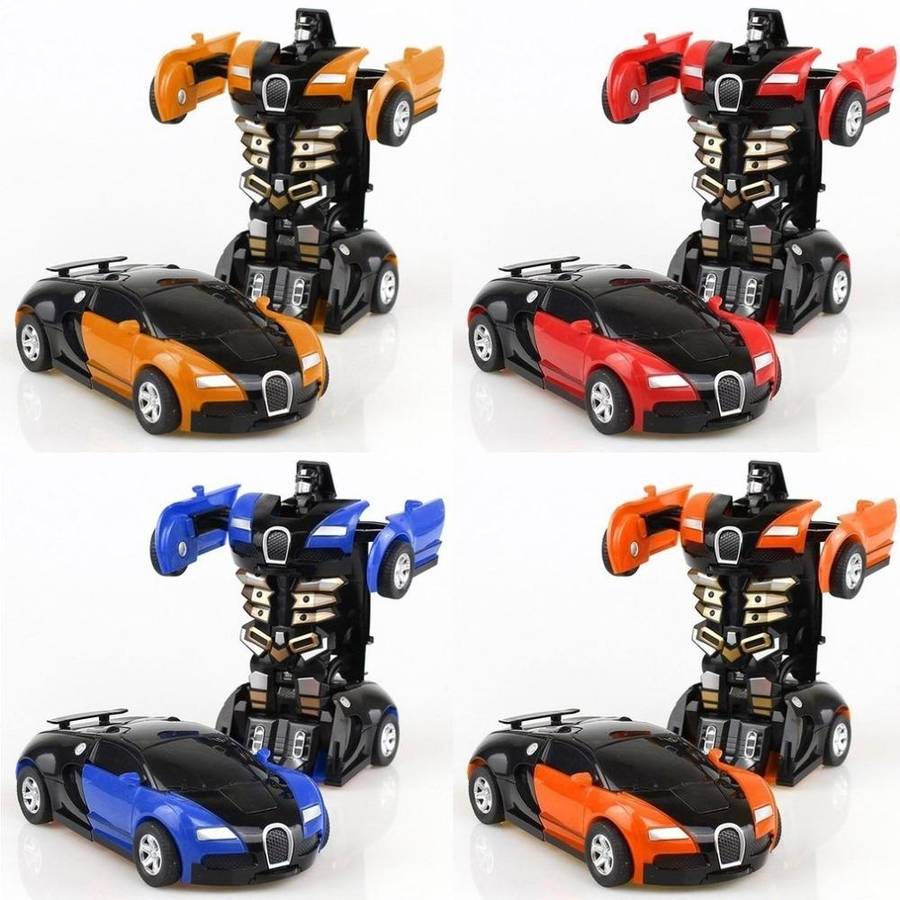 One-click Transforming Toy Car Impact Deformation Toy Model Car(Red)