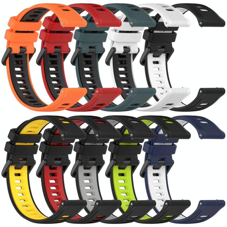 For Xiaomi MI Watch Color 22mm Sports Two-Color Silicone Watch Band(Orange+Black)
