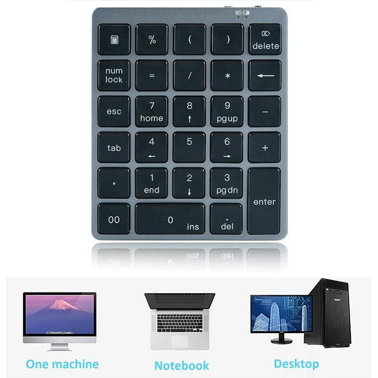 N970 Pro Dual Modes Aluminum Alloy Rechargeable Wireless Bluetooth Numeric Keyboard with USB HUB ...