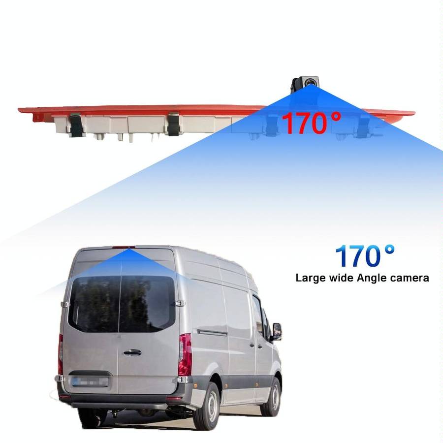 PZ468 Car Waterproof 170 Degree Brake Light View Camera + 7 inch Rearview Monitor for Mercedes-Be...