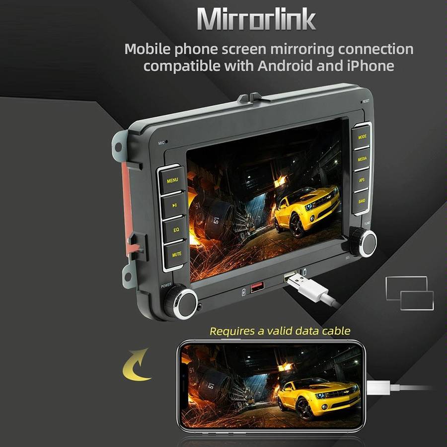 F9070 For Volkswagen 7 inch Portable Car MP5 Player Support CarPlay / Android Auto(Black)