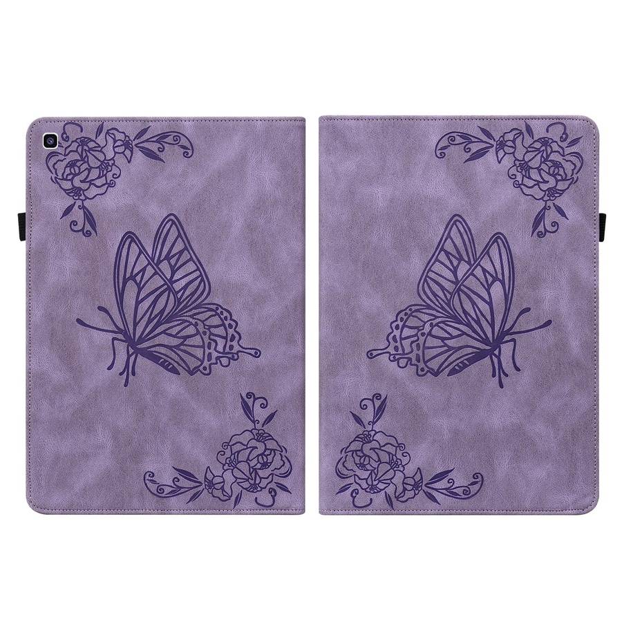 For Samsung Tab A 8.0 2019 T290/T295/T297 Butterfly Flower Embossed Leather Tablet Case(Purple)