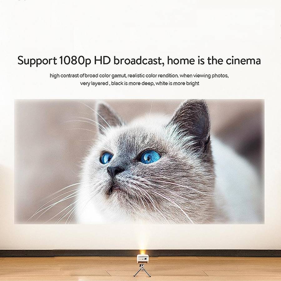 P07-D Mini 50 Lumens Android Home Theater Bluetooth LED Projector with Remote Control, Support Mi...