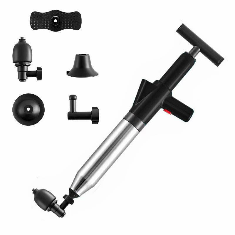 Toilet Pipe Dredger Toilet Sewer Floor Drain Clogged Household High Pressure Pneumatic Tool(Black)