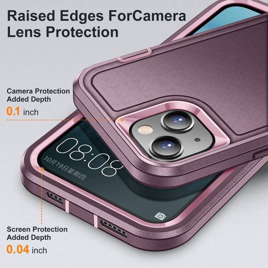 For iPhone 15 Life Waterproof Rugged Phone Case(Purple + Pink)