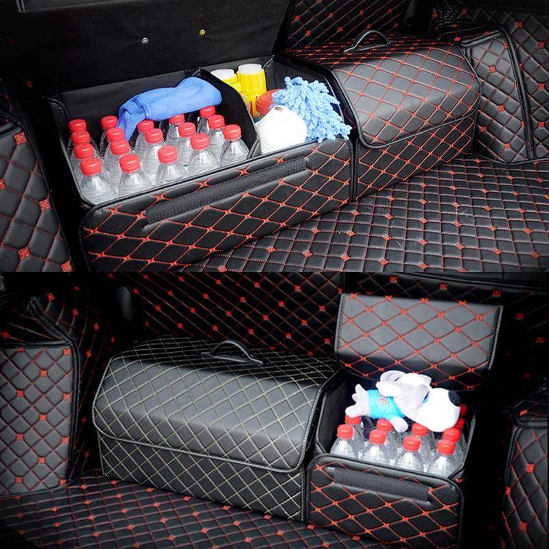 Car Trunk Foldable Storage Box, Checkered Small Size: 33 x 32 x 30cm(Black Red)
