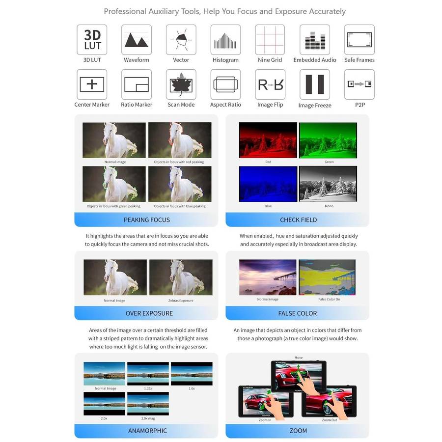 FEELWORLD F5 ProX 5.5 inch 1600nit High Bright Touch Screen DSLR Camera Field Monitor 4K HDMI F97...