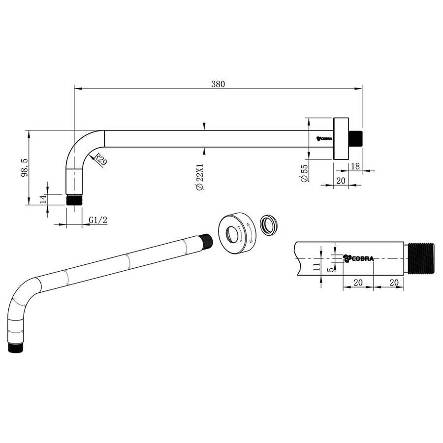 Cobra Seine Shower Arm