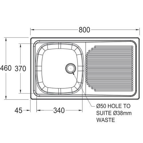 Franke Projectline PLN611 Stainless Steel Single Bowl Inset Sink 460x800mm