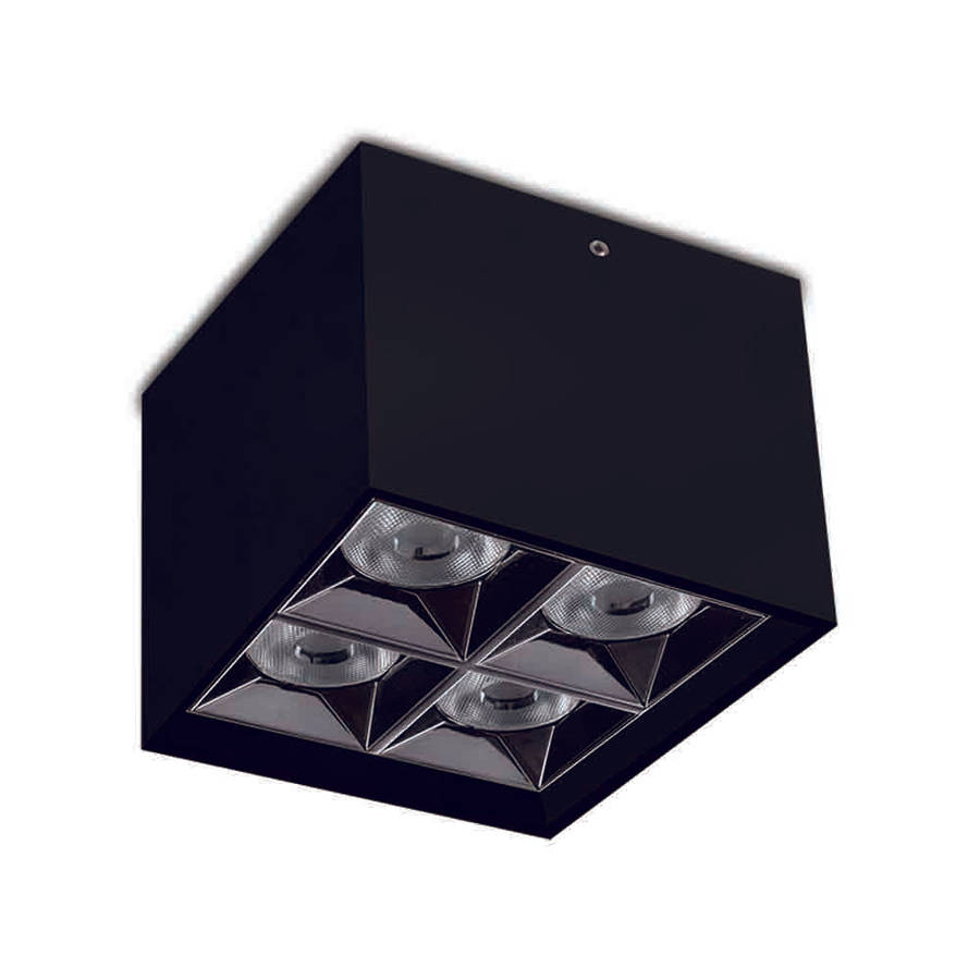 Spazio Kler 4 LED Downlights 16W 1260lm 100x96mm - Black