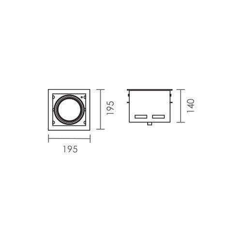 Spazio Kardan LED Recessed Downlight 35W 195x195mm - Silver