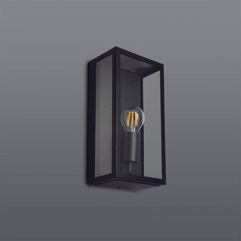 Spazio Rubik wall Rectangular 60W Wall fitting with Clear Diffuser - Black