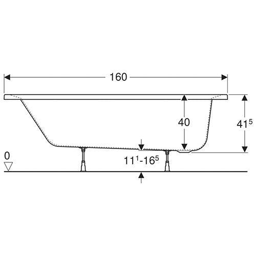 Geberit Supero Rectangular Built-in Bathtub 170L