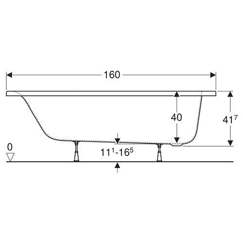 Geberit Rekord Rectangular Built-in Bathtub 163L