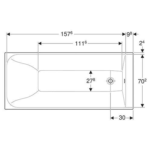 Geberit Rekord Rectangular Built-in Bathtub 195L