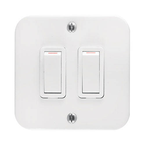 Crabtree Industrial 2 Lever 1-Way Switch in Surface Box 4 x 4