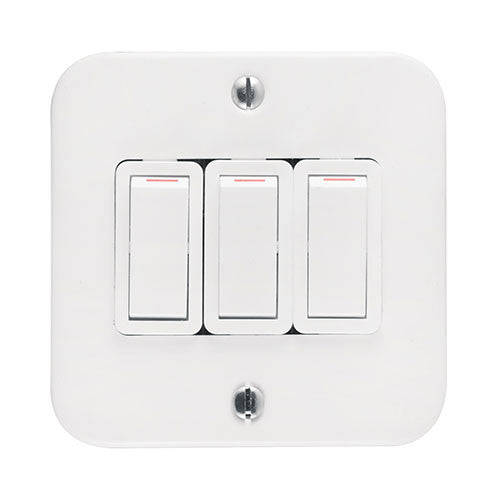 Crabtree Industrial 3 Lever 1-Way Switch in Surface Box 4 x 4
