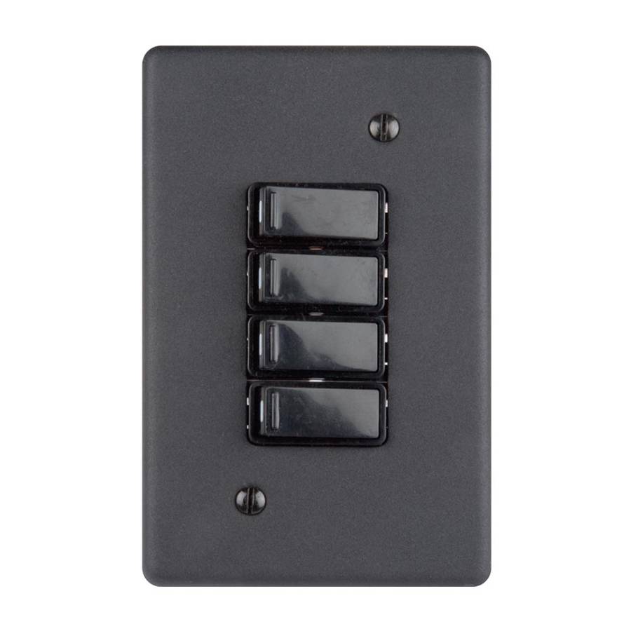 Lesco 4 Lever with 2-Way Light Switch 4 x 2 - Matt Black