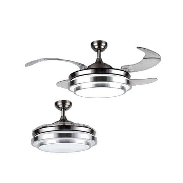 Bright Star 4 Retractable Blade Ceiling Fan with Light 1060mm - Satin Chrome