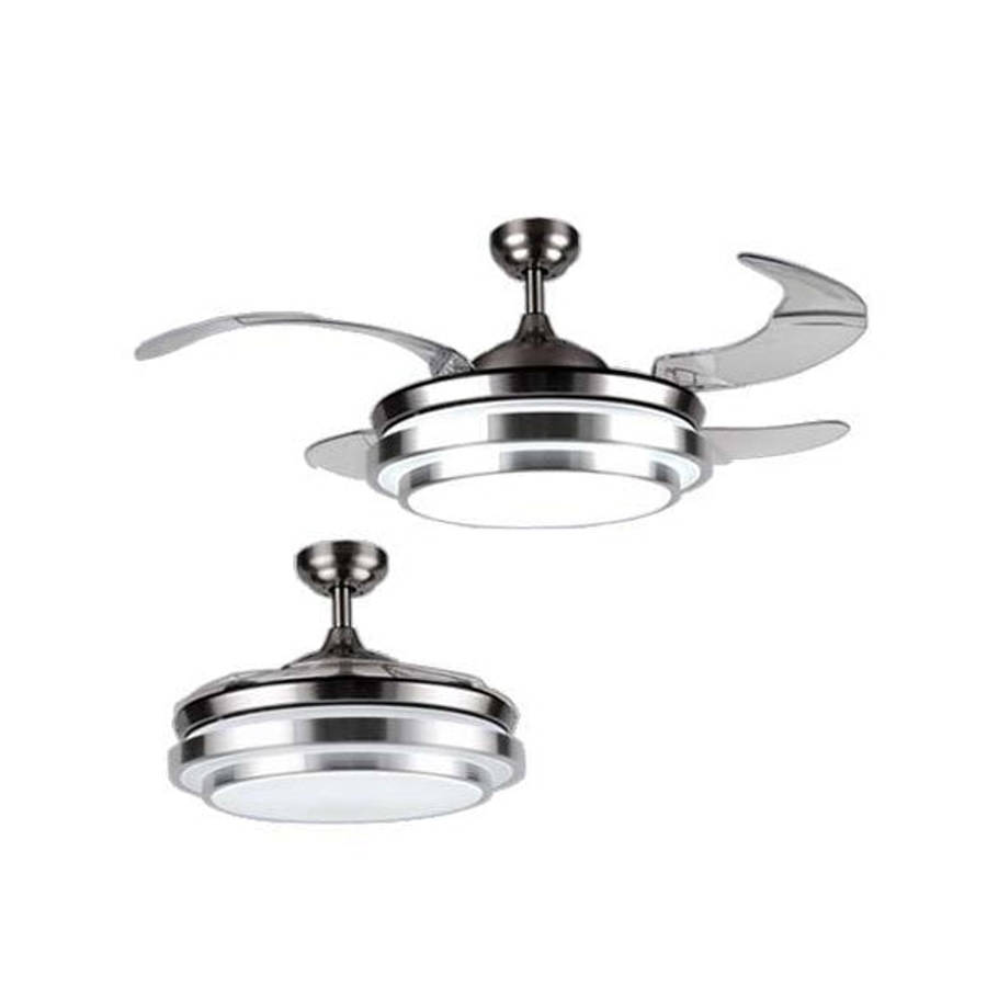 Bright Star 4 Retractable Blade Ceiling Fan with Light 1060mm - Satin Chrome