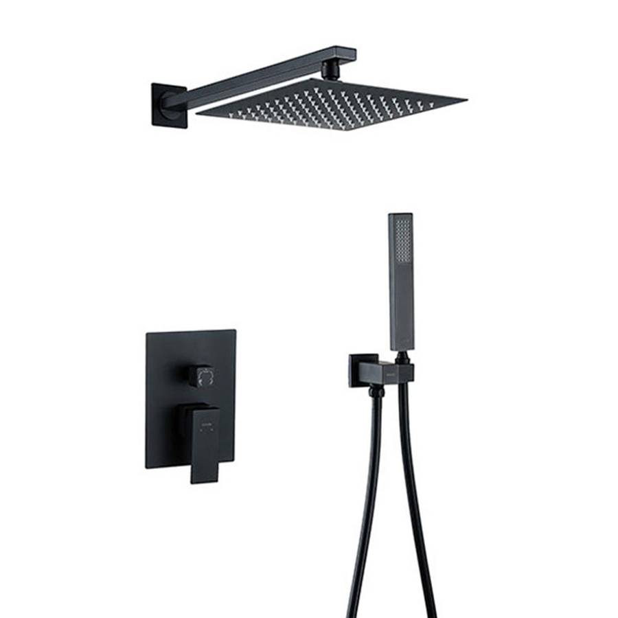 Trendy Taps Square Shower Set with Hose - Blackened Brass