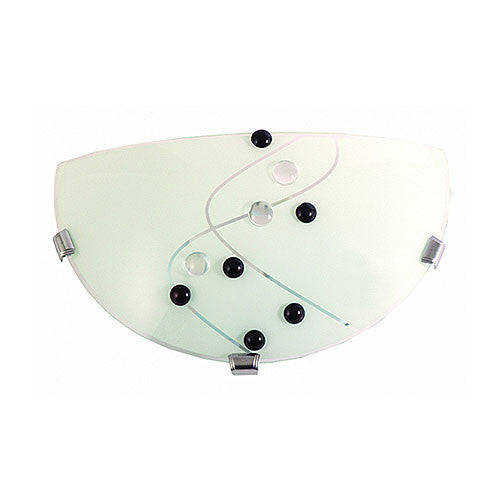 Bright Star Metal Base with Black Cherry Patterned Frosted Glass and Chrome Clips Wall Light
