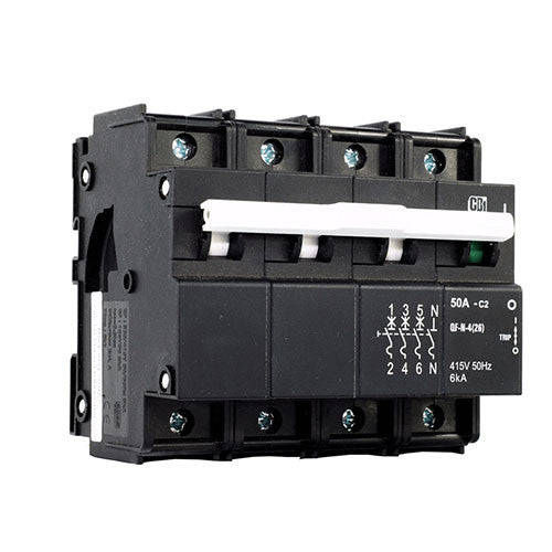 CBi QF-N-4(26) Dual Mount Circuit Breaker C2 3P+N 6kA