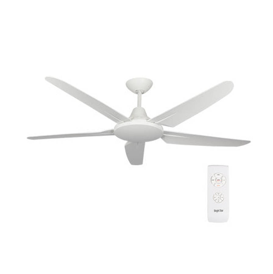 Bright Star 5 Blade Ceiling Fan with Remote 1320mm - White