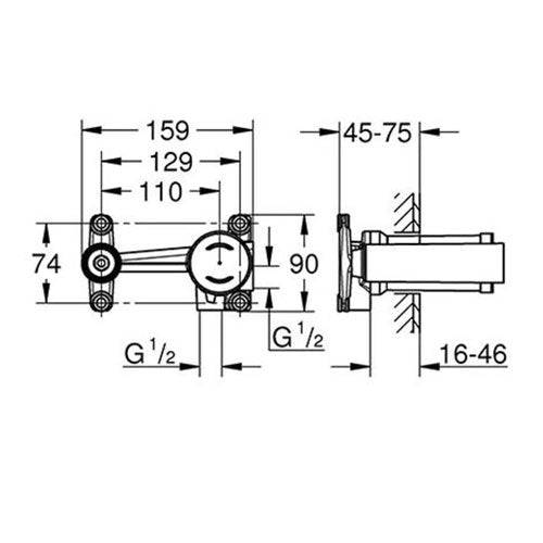 GROHE Non Rapido Universal Concealed Body For Single Lever Mixers 1/2"