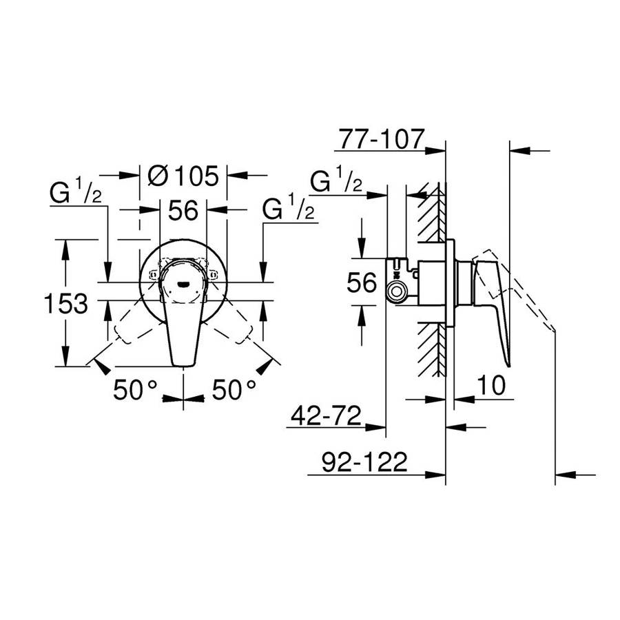GROHE BauEdge Single-Lever Shower Mixer