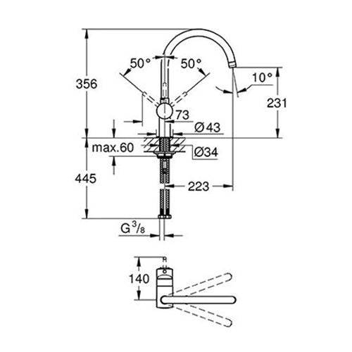 GROHE Minta Single Lever Kitchen Sink Mixer With Swivel C-Spout