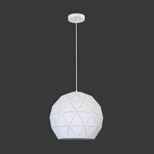 K. Light Laser Cut Medium Metal Ball Pendant - Matt White