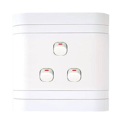 Lesco Cover Strip 3 Lever with 2-Way Light Switch 4 x 4