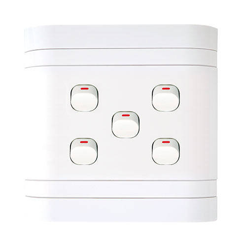Lesco Cover Strip 5 Lever with 2-Way Light Switch 4 x 4
