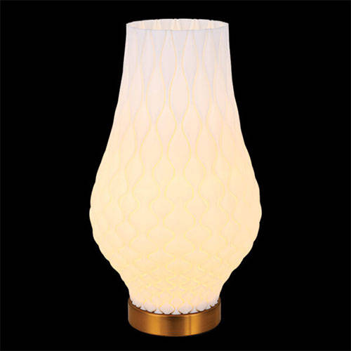 K. Light 3D Printed Bluebell Recycled LED Table Lamp - White